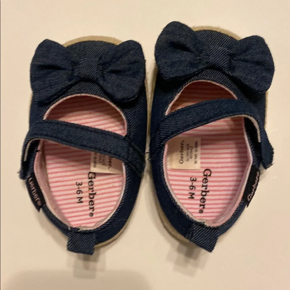 Gerber Baby Girls' Navy Denim Mary Jane Shoes Size 3-6 months